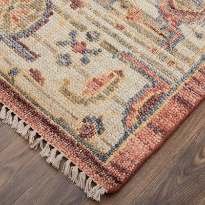 Hand-Knotted Red Wool Oriental Area Rug, 5' x 8'