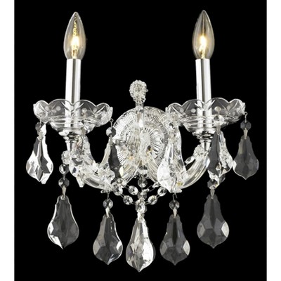 Elegant Lighting Maria Theresa 2 light Chrome Wall Sconce Clear Royal Cut Crystal