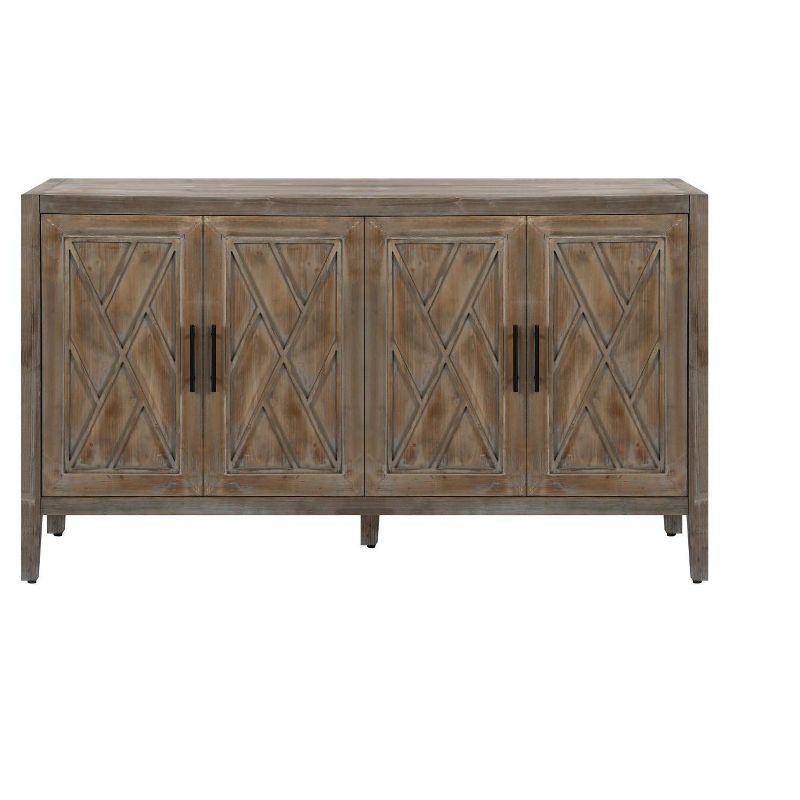Jamie 59.8" W 4 Doors Multi-functional Storage Cabinets Vintage Style Accent Cabinet with 2 Adjustable Inner Shelf And Pine Legs-Maison Boucle, 5 of 9