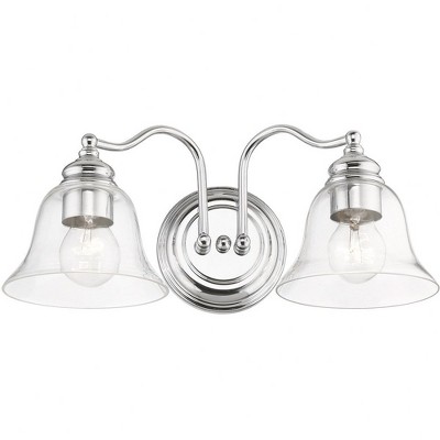 Moreland Polished Chrome Dual Light Vanity with Hand Blown Glass