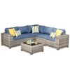 Marlton 6pc Wicker Outdoor Patio Furniture Set Conversation Sofa Sectional with a Table and Cushions - 2 of 4