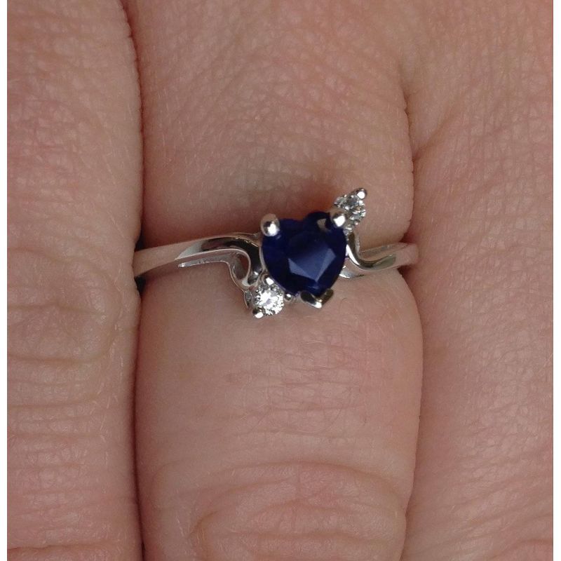 Pompeii3 1/3ct Blue Heart Sapphire Diamond Ring 14K White Gold, 2 of 5