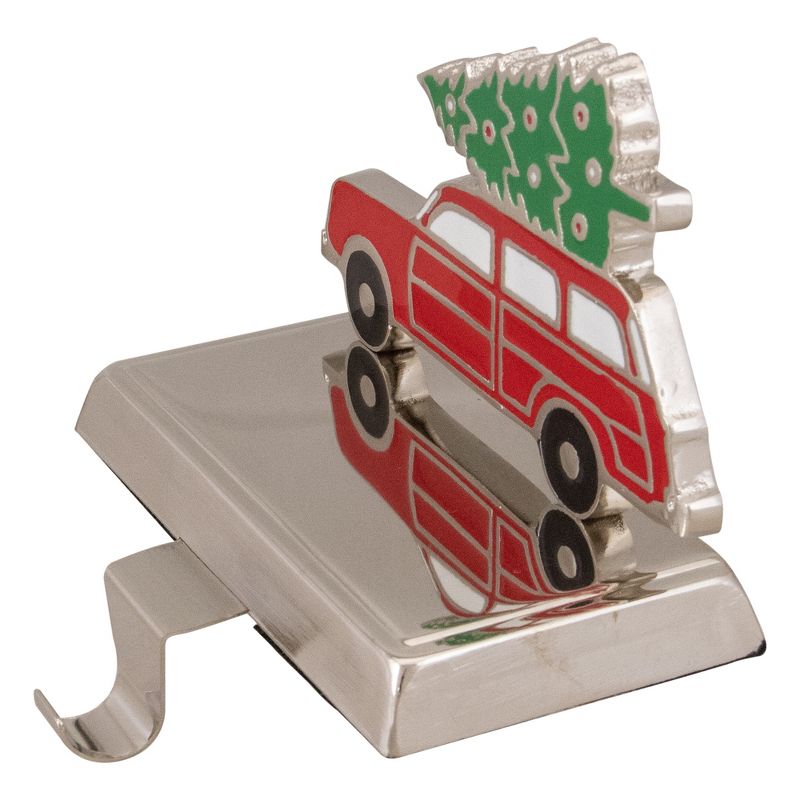 Northlight 5.25" Red Vintage Station Wagon Car with Tree Christmas Stocking Holder, 3 of 4