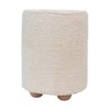 Storied Home Square Cotton Velvet Pouf with Piped Detail Cream: Upholstered Footstool, Pine Wood Base, 330lbs Capacity - 2 of 4