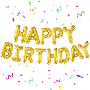KatchOn, Gold Happy Birthday Balloons Letters -16 Inch | Golden Birthday Party Decorations | Happy Birthday Foil Balloons, - 1 of 4