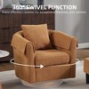 Swivel Accent Chair with Ottoman Set, Modern Chenille Barrel Armchair with Removable Back Pillow & 2 Armrest Covers for Living Room, Bedroom - 2 of 4