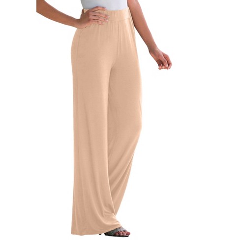 Jessica London Women’s Plus Size Everyday Wide Leg Pant, 12 - New Khaki ...