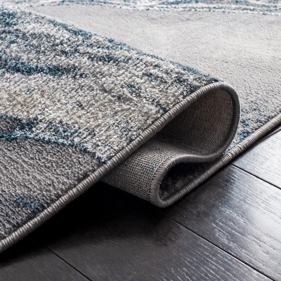 Orchard Gray & Blue Abstract Hand-Knotted 2'2" x 5' Rug