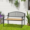 Outsunny 50" Garden Bench, Patio Loveseat with Antique Backrest, Wood Seat and Steel Frame for Backyard or Porch - 3 of 4
