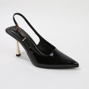 Berness Women's Honey Glossy Slingback Heels with Gold Buckle Detail - 1 of 4