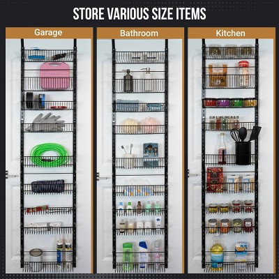 Home-Complete Over the Door Organizer - 9-Tier Hanging Wall Rack for Bathroom or Kitchen Organization - Pantry Organization and Storage by Home-Complete (Black) — фото 3