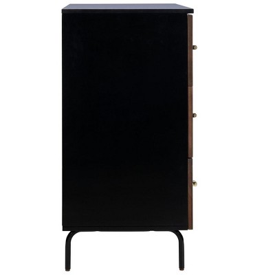 Transitional Genevieve 3-Drawer Dresser in Black/Walnut with Gold Accents