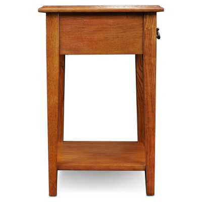 Medium Oak Rectangular Wood Side Table with Storage