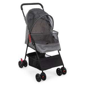 BENCMATE Pet Strollers, One Hand Folding Pet Stroller Easy Assembly Compact Storage And Adjustable Canopy, Gray, 28.30"*18.50"*38.20" - 1 of 4