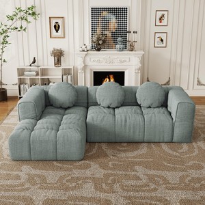 MAYEERTY 103" Modular L-Shaped Sofa - 3 Pillows, Left Recliner - Family Living Room - 1 of 4