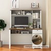 Lyngins Multi-Functional Home Computer Desk with Hutch & Bookshelf, Wood Executive Desk, Home Office Desk with Drawers, 2 AC Outlets, 2 USB Ports - 4 of 4