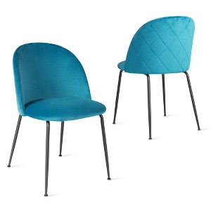 Tangkula Dining Chair Set of 2 Upholstered Velvet Chair Set w/ Metal Base for Living Room - 1 of 4