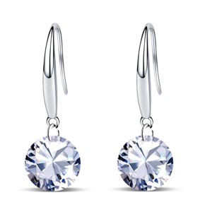 Paaaawaters 14k White Gold Plated 8.5mm Round Cut Pure Brilliance 5A Cubic Zirconia Drop Earrings - 1 of 4