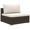 vidaXL Patio Sofa Brown rattan + cream white cushion - 4 of 4