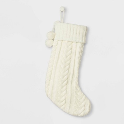 Cable Knit Christmas Stocking Ivory - Wondershop&#8482;