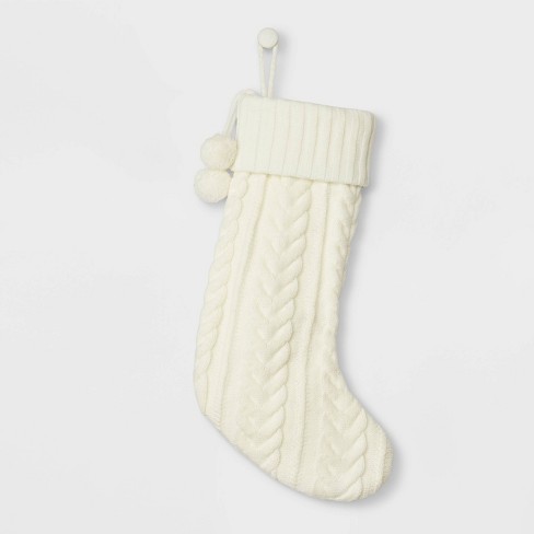 Cable Knit Christmas Stocking Ivory Wondershop