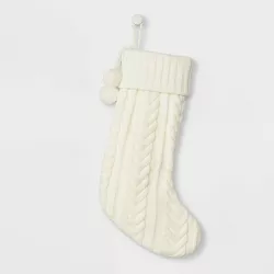 Cable Knit Christmas Stocking Ivory - Wondershop™