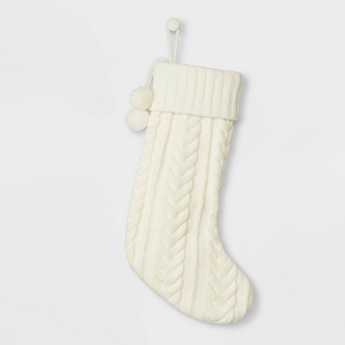 Cable Knit Christmas Stocking Ivory - Wondershop™ - image 1 of 2