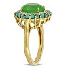 EVERLY JEWELRY | Yellow Plated Sterling Silver 3.76 CT TW dyed Green Jade and Created White Sapphire and compressed light blue Turquoise Fashion Ring - 2 of 4