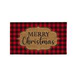 Evergreen Buffalo Check Christmas Indoor Outdoor Natural Coir Doormat 1'4"x2'4" Red
