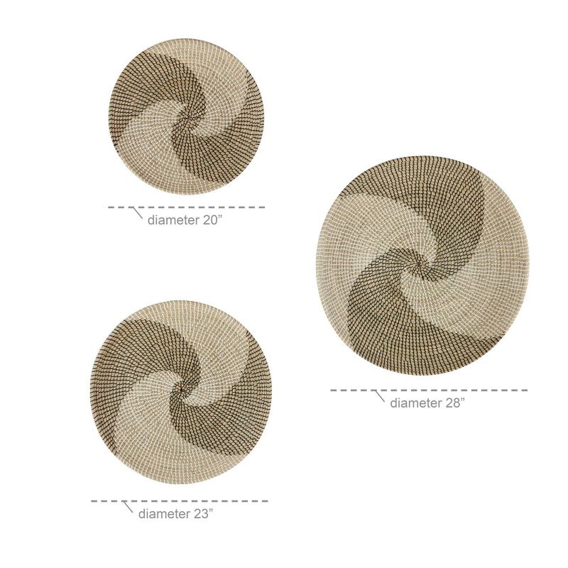 Seagrass Plate Handmade Basket Wall Decor Set of 3 Brown - Olivia & May, 3 of 16