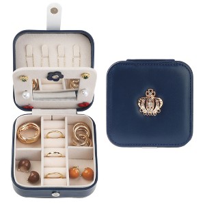 Unique Bargains Mini Travel Portable PU Leather Jewelry Organizer Case Storage with Mirror - 1 of 4