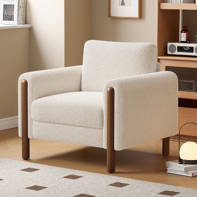 Upholstered Living Room Accent Chairs Single Sofa Chair with Walnut Legs-Christopher Knight Home