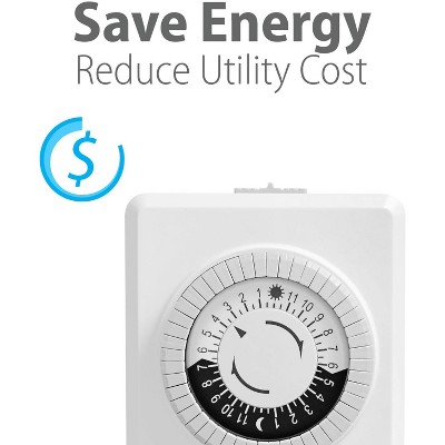 White Mechanical Programmable Dual Outlet Timer