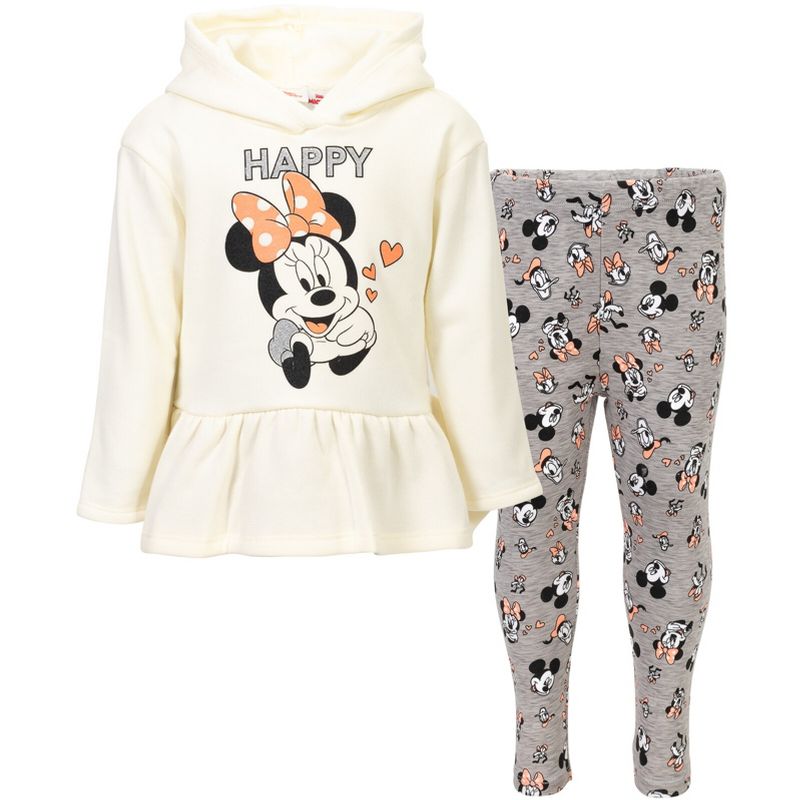 Disney Minnie Mouse Mickey Mouse Fleece Hoodie and Leggings Outfit Set Infant to Big Kid, 1 of 8