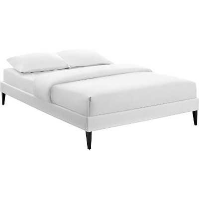 Modway Tessie Queen Vinyl Bed Frame with Squared Tapered Legs - White