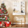 White Makeup Vanity Desk Set with Mirror, 3 Adjustable Lighting Modes, 2 Drawers, Built-in Charging Station - 2 of 4