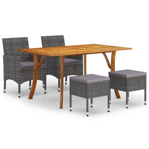 vidaXL Dining Set Solid Acacia Wood Medium Durable Dining Set - Gray - 1 of 4