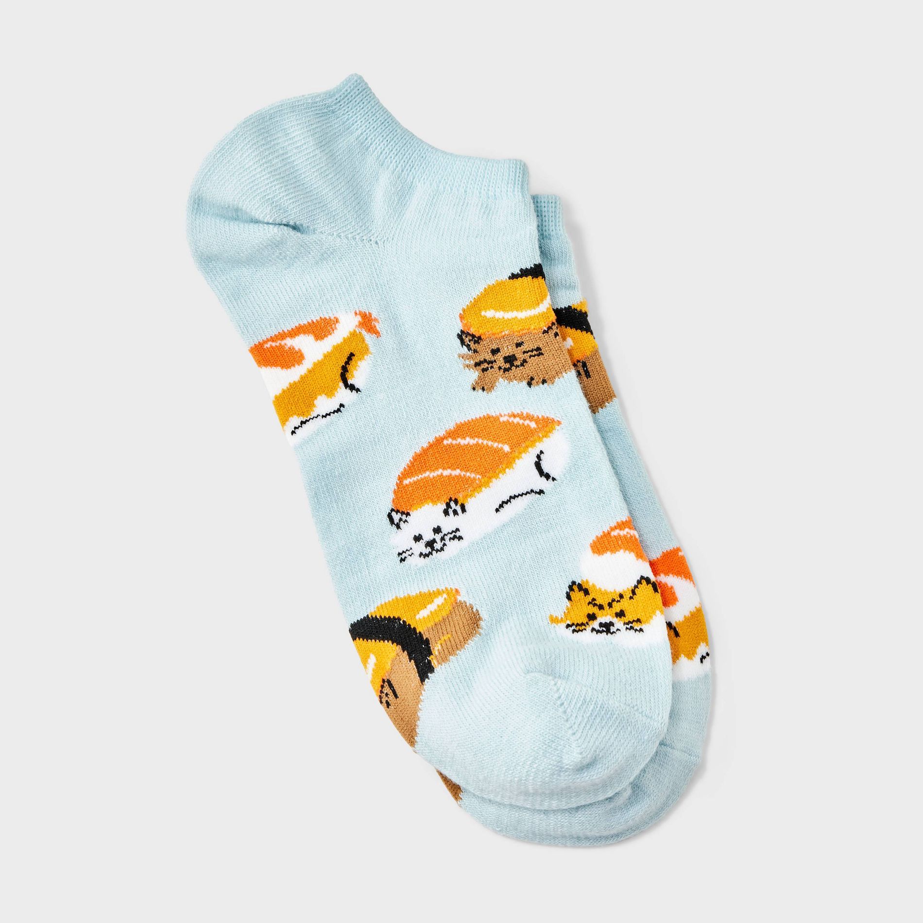 Women's Sushi Cat Low Cut Socks - Blue 4-10