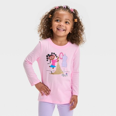 Toddler Girls' Long Sleeve Fashion Designer Graphic T-Shirt - Cat & Jack™ Pink