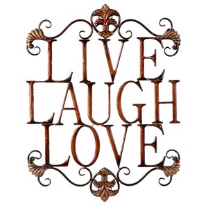 28" x 21" Traditional Metal Live Laugh Love Wall Décor - Olivia & May: Iron Sculpture Indoor Decoration - 1 of 4