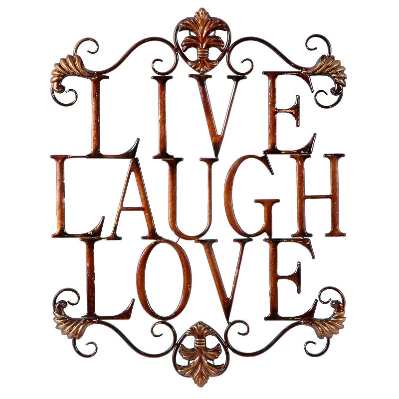 28&#34; x 21&#34; Traditional Metal Live Laugh Love Wall D&#233;cor Brown - Olivia &#38; May, 1 of 14