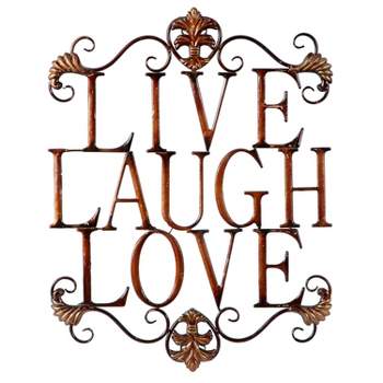 28" x 21" Traditional Metal Live Laugh Love Wall Décor Brown - Olivia & May