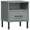 vidaXL Bedside Cabinet with Metal Legs Gray Solid Wood Pine OSLO - 2 of 4