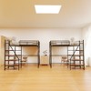 KWPZQEB Metal Loft Bed, Loft Bed with Desk, Ladder & Guardrail, Heavy Duty Bedframe with Built-in Charging Station & LED Lighting, Black/White - 3 of 4