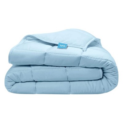 Luna Adult Breathable Oeko Tex Cooling Cotton and Glass Bead Heavy Weighted Blanket for Individual Use, 60 x 80 Inch, 20 Pounds, Light Blue, Queen