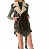 Women's Vegan Leather And Fleece Zip-up Motorcycle Vest - PROMESA - 2 of 3