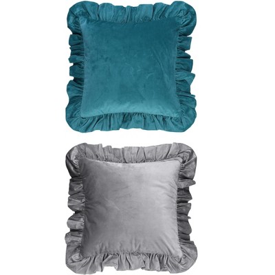 REGALWOVEN 2 Pcs Scalloped Trim Outdoor Throw Pillow Covers for Sofa Living Room Home Decor