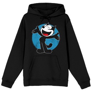 Felix Happy to See You, Blue Circle background on Black Adult Hoodie - 1 of 4