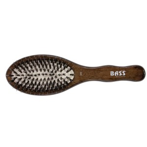 Bass Brushes 3 Series Shine & Condition Hair Brush with 100% Pure Natural Bristle + Nylon Pin Solid Beech Wood Handle Medium Oval Espresso - 1 of 4