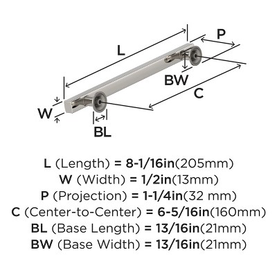 Polished Nickel Modern Cabinet Drawer Pull with Mounting Hardware